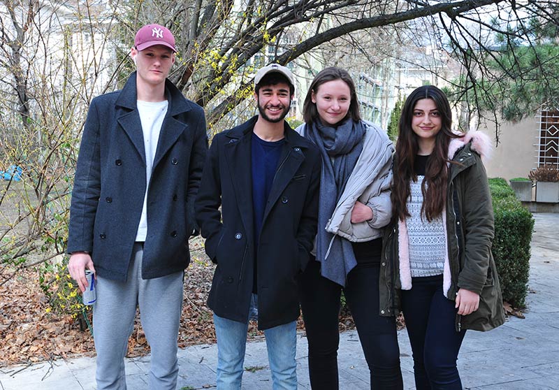 IB students in a campus park