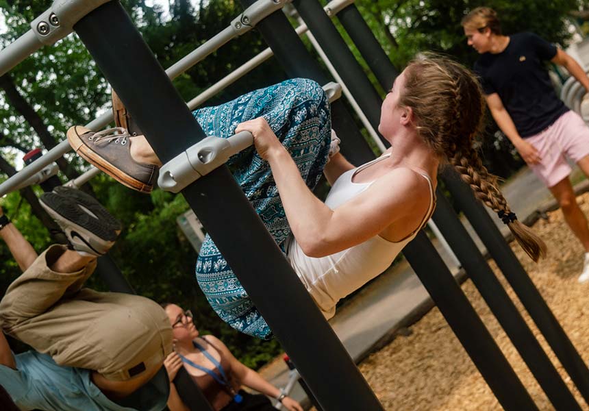 A young girl on a playground