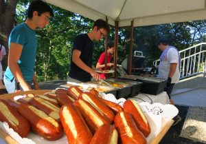 Boys at a barbecue