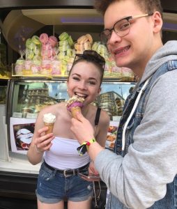 IB students eating ice cream in Vienna city centre