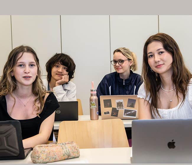 Female students in a class room